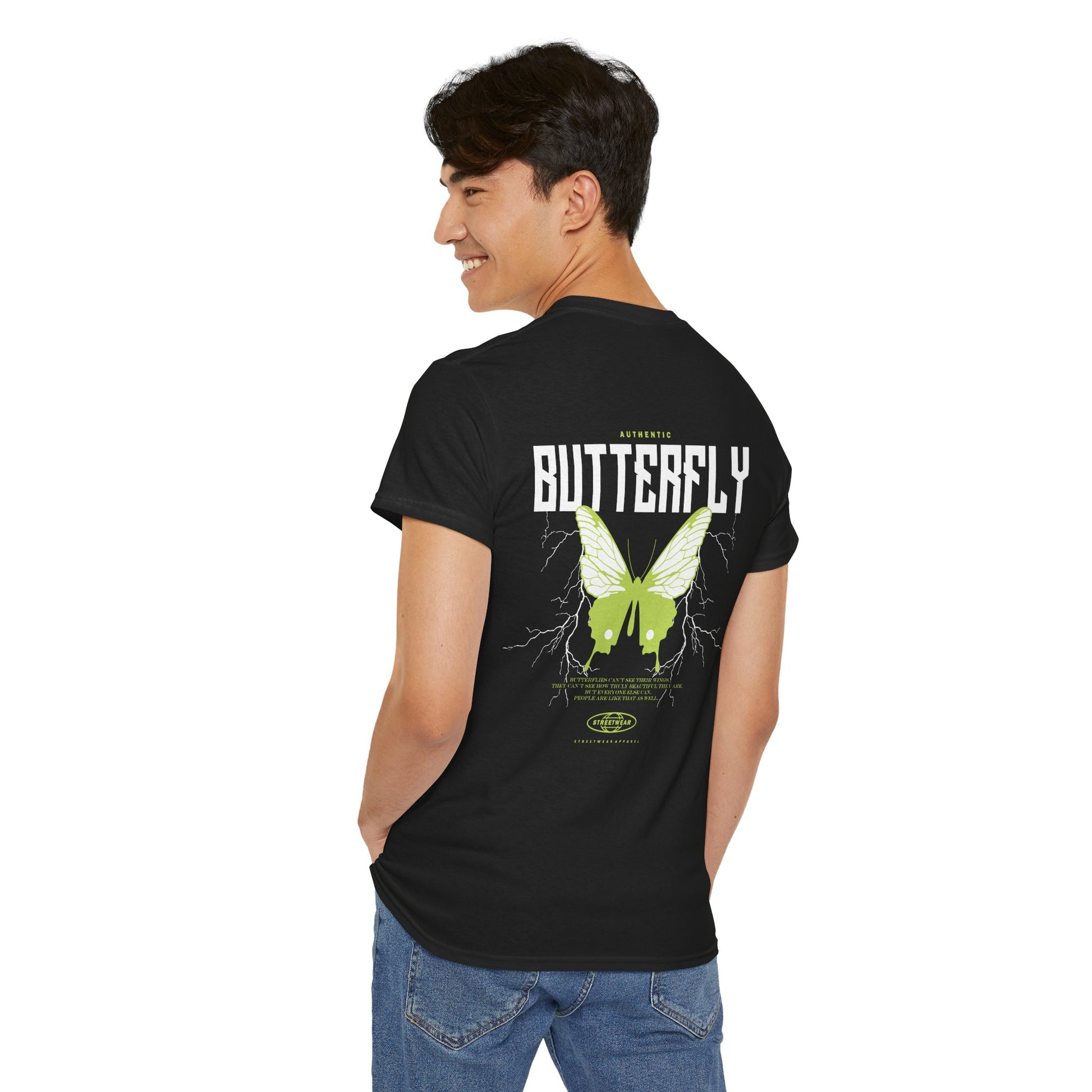 Butterfly Art Heavy Cotton Tee, Gothic T-Shirt, Unisex Shirt, Unique Graphic Tee, Spring Fashion, Trendy Gift