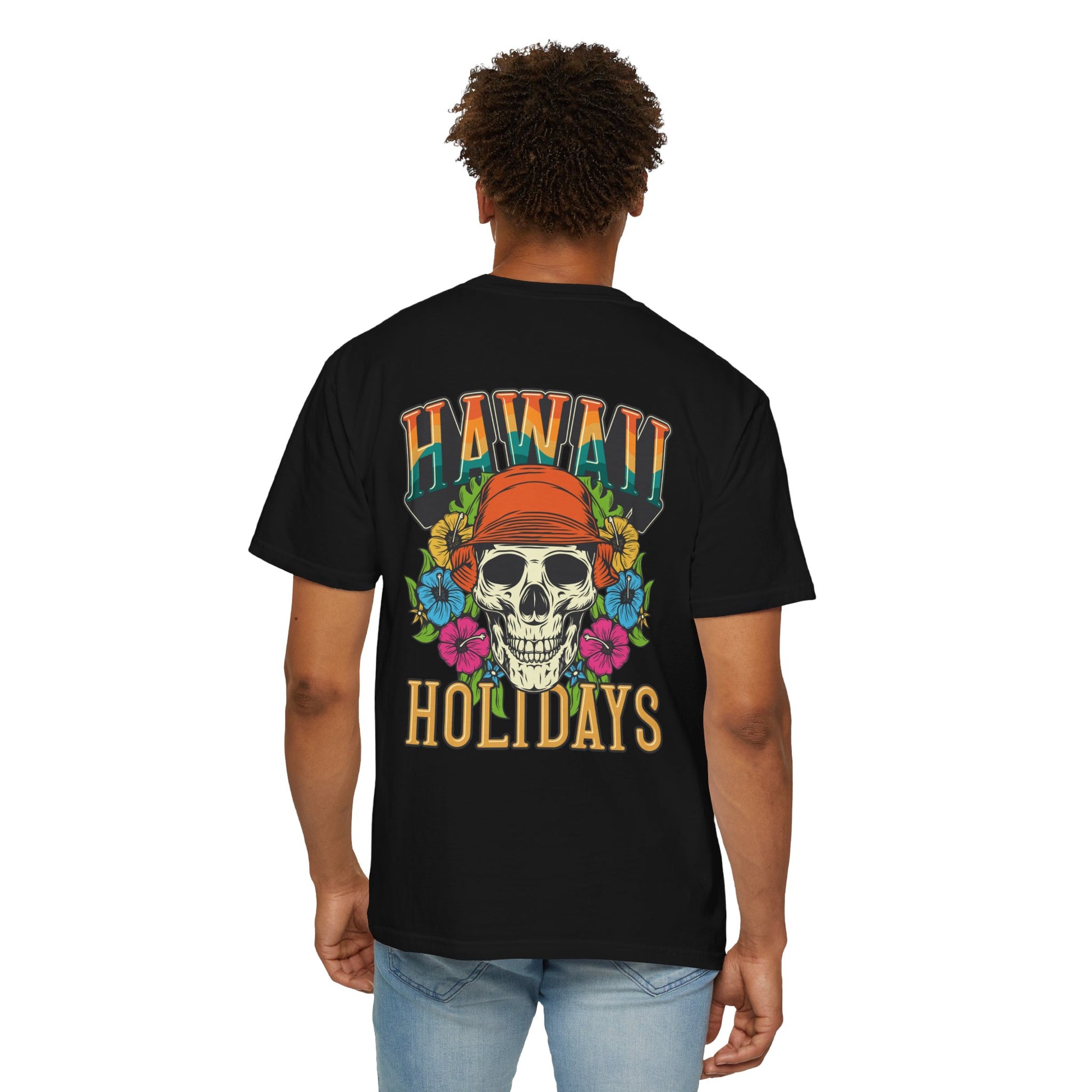 Hawaii Holidays Skull T-Shirt, Graphic Tee, Unisex Shirt, Casual Wear, Vacation Outfits, Summer Apparel
