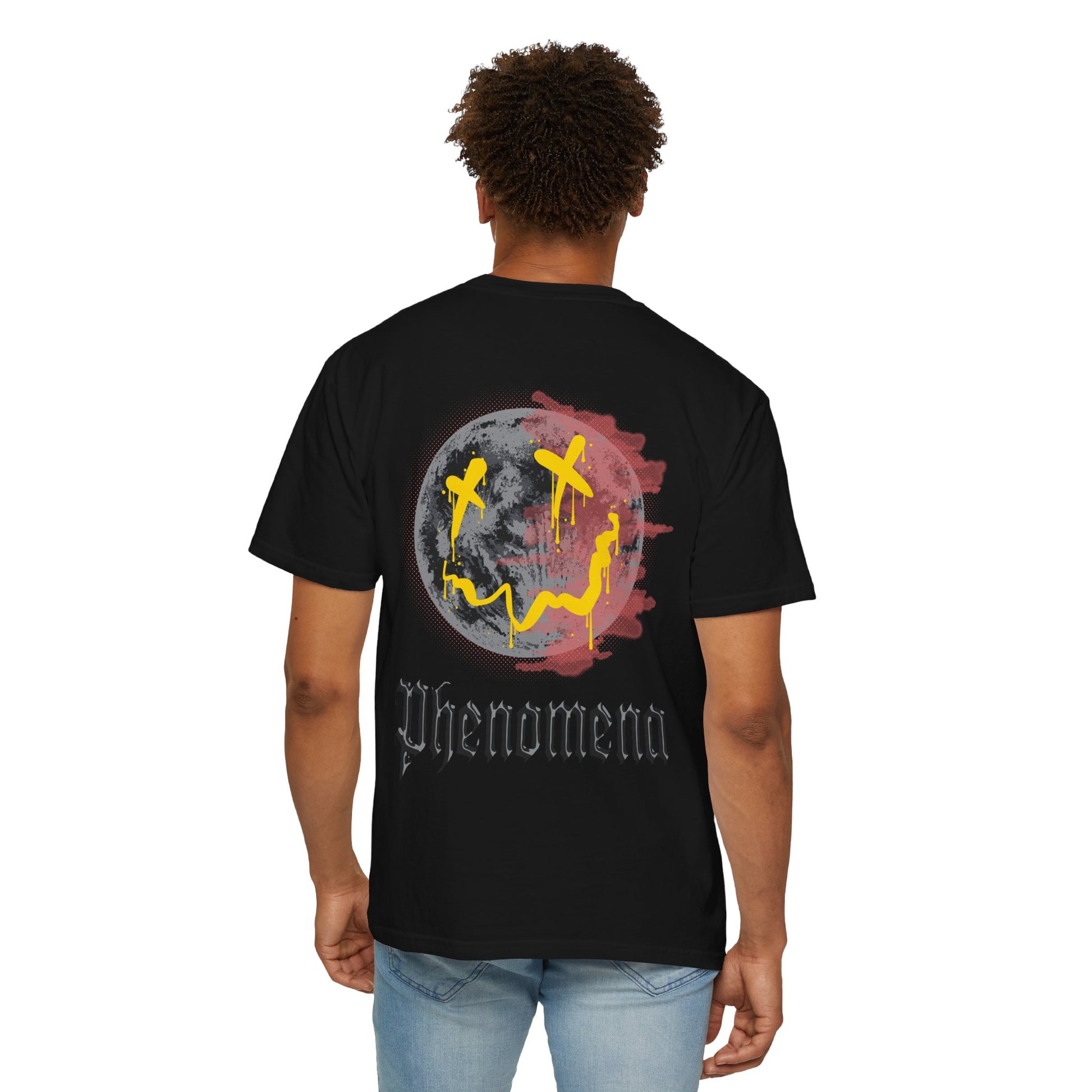 Unisex Garment-Dyed T-Shirt with Artistic Moon Design, Comfortable Casual Wear, Perfect for Festivals, Gifts, and Everyday Style