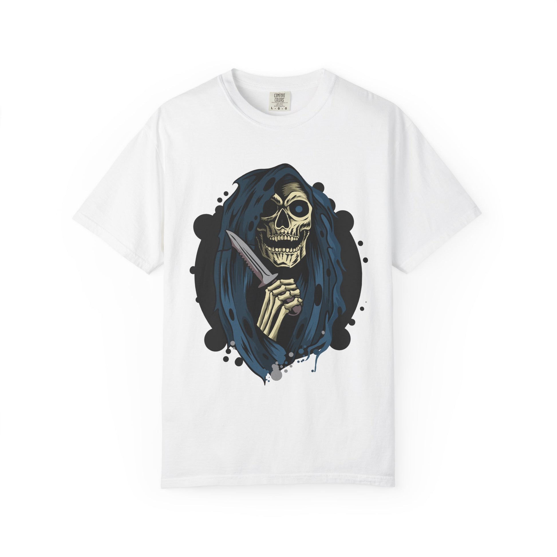 Gothic Skeleton T-shirt | Unisex Garment-Dyed Tee | Edgy Halloween Apparel, Statement Shirt, Casual Outfit, Spooky Graphic Tee