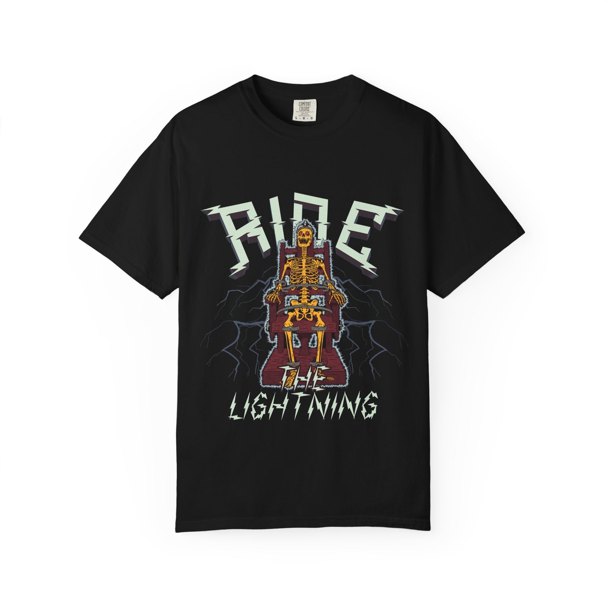 Skeleton Ride the Lightning T-Shirt, Unisex Graphic Tee, Music Lover Gift, Halloween Outfit, Alternative Fashion