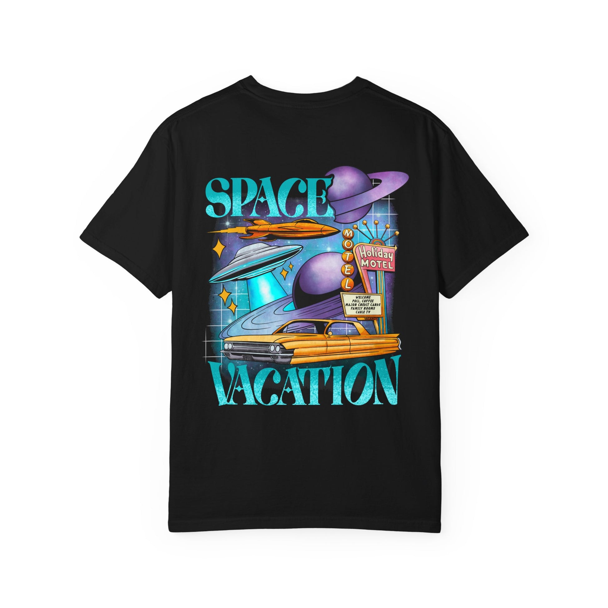 Space Vacation Unisex Garment-Dyed T-shirt, Retro Tee, Outer Space Shirt, Fun Summer T-shirt, Gift for Space Lovers