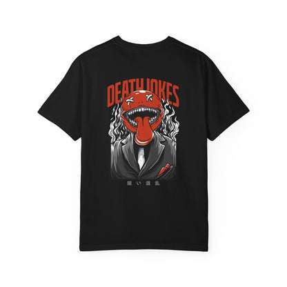 Unisex Graphic Tee - Death Jokes Design, Funny T-Shirt for Halloween, Casual Wear, Gift for Geeks, Unique Party Apparel