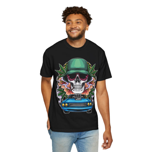 Skull & Car Graphic Tee, Vintage Style Shirt, Unisex Casual Wear, Great Gift Idea, Music Festival Attire, Summer Outfit