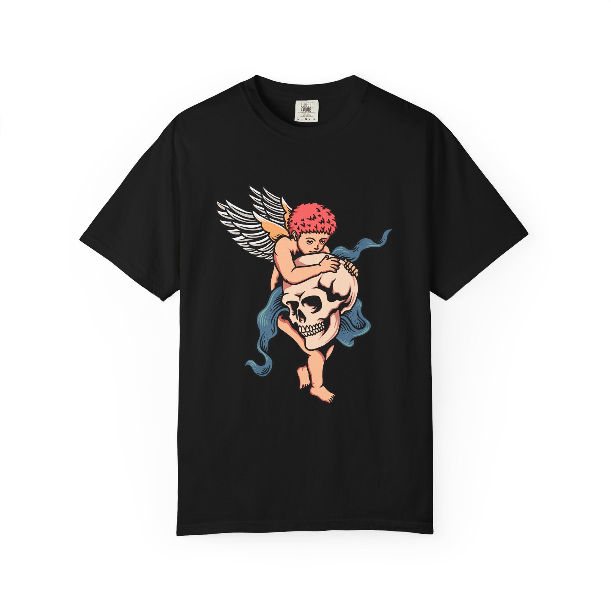 Angel and Skull Graphic Tee, Unisex T-Shirt, Casual Wear, Alternative Fashion, Gift for Heavy Metal Fans, Unique Streetwear