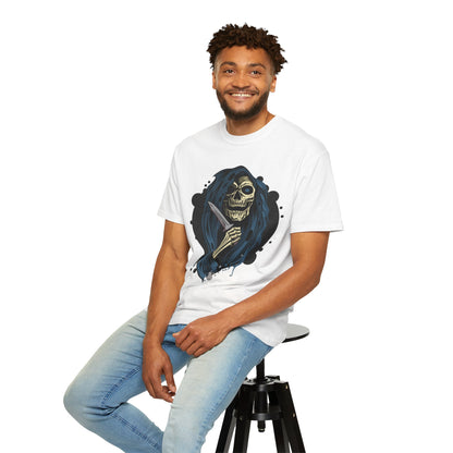 Gothic Skeleton T-shirt | Unisex Garment-Dyed Tee | Edgy Halloween Apparel, Statement Shirt, Casual Outfit, Spooky Graphic Tee