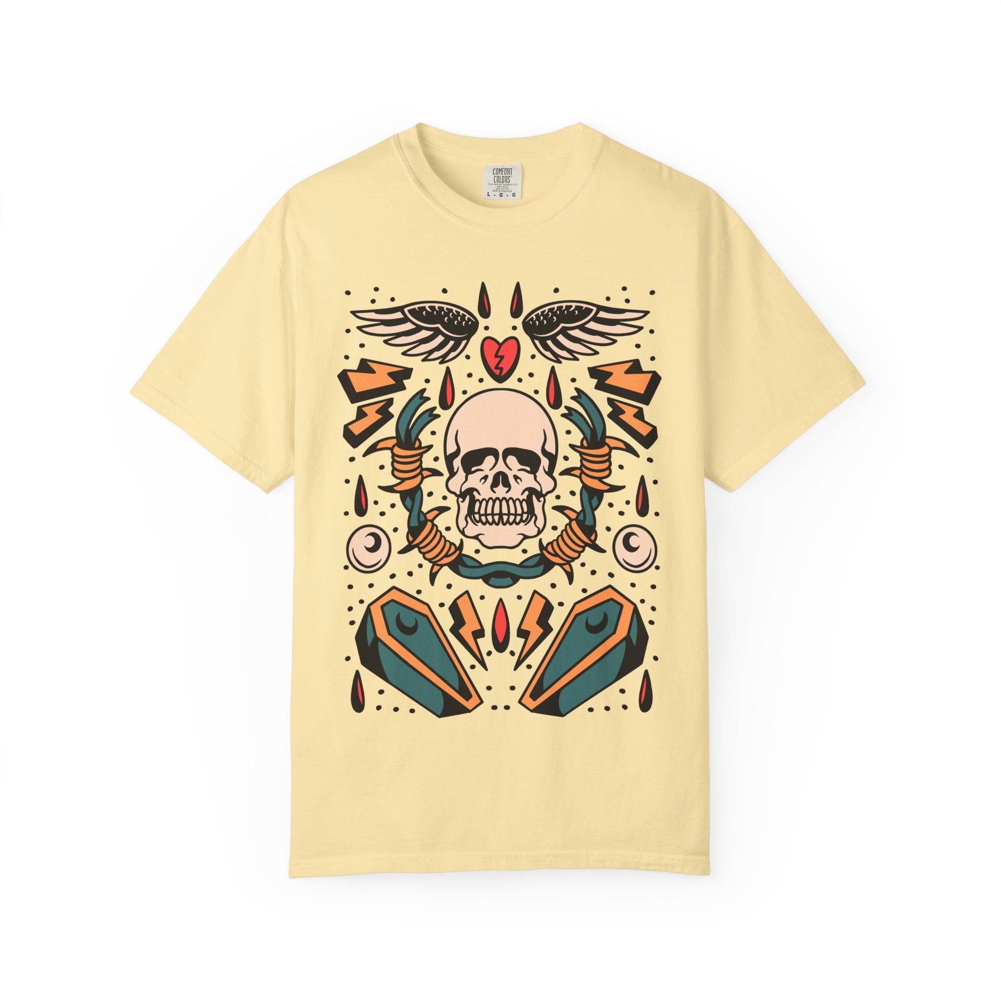 Skull Tattoo Artwork T-Shirt - Vintage Style Graphic Tee, Unisex Apparel for Casual Wear, Gift for Music Lovers, Festival Outfits, [...]
