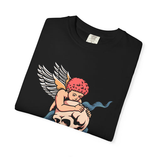 Angel and Skull Graphic Tee, Unisex T-Shirt, Casual Wear, Alternative Fashion, Gift for Heavy Metal Fans, Unique Streetwear