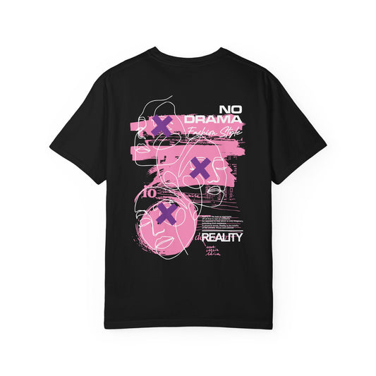 Unisex Garment-Dyed T-shirt with Bold Graphic Design - No Drama, Stylish Casual Wear, Trendy Streetwear, Gift for Friends, Everyday Comfort