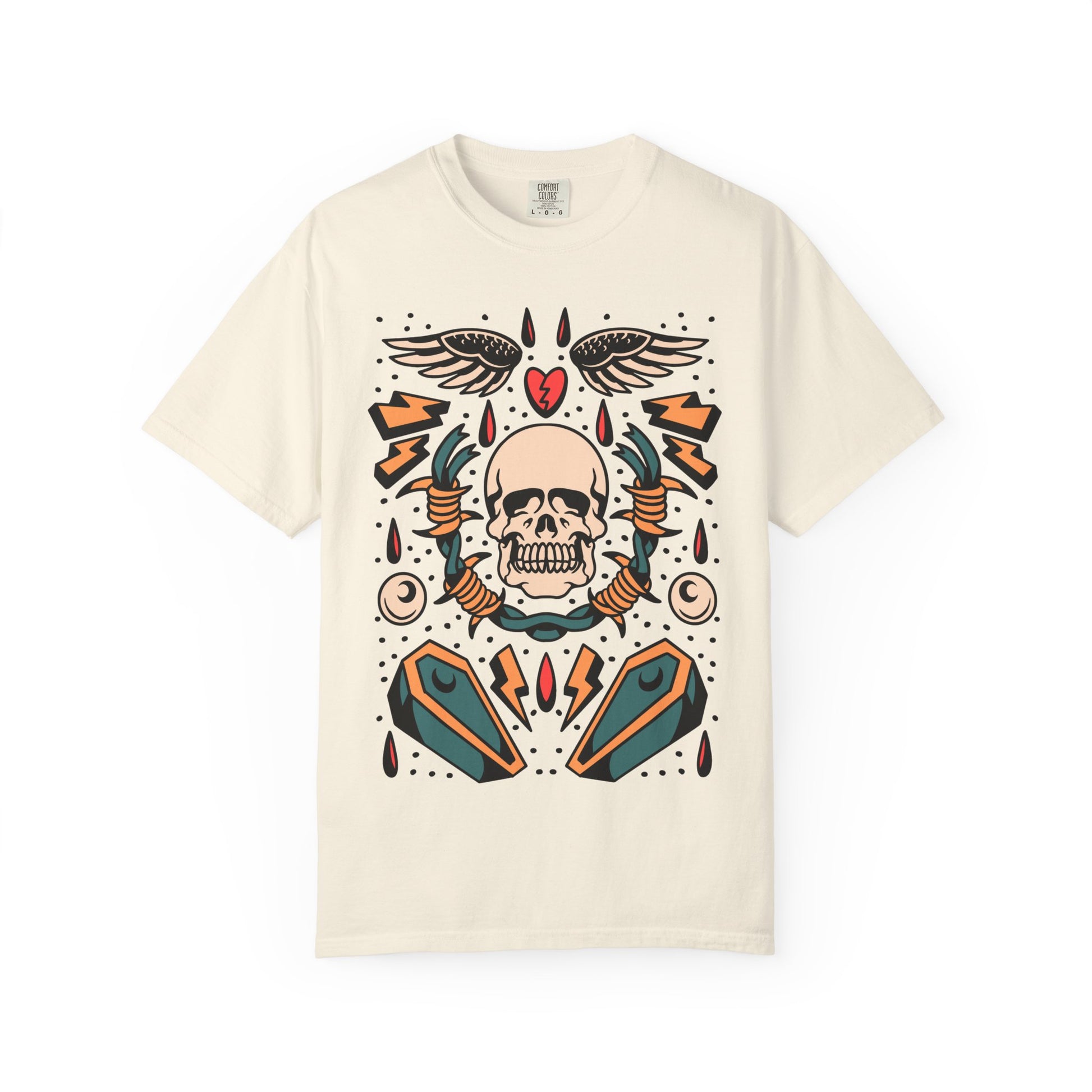 Skull Tattoo Artwork T-Shirt - Vintage Style Graphic Tee, Unisex Apparel for Casual Wear, Gift for Music Lovers, Festival Outfits, [...]