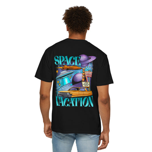 Space Vacation Unisex Garment-Dyed T-shirt, Retro Tee, Outer Space Shirt, Fun Summer T-shirt, Gift for Space Lovers